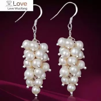 Серьги из натурального пресноводного жемчуга, большие серьги-подвески Bohemia для женщин и девушек, подарок белый