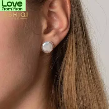 Серьги из натурального пресноводного жемчуга Ashiqi из стерлингового серебра 925 пробы в Корейском стиле, модные ювелирные изделия, подарки для женщин белый