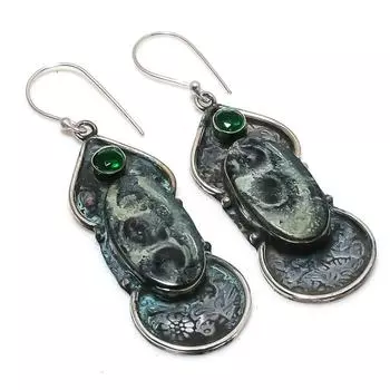 Серьги из натурального яшмы Камбаба, драгоценного камня диопсида из стерлингового серебра 925 пробы 2,64 дюйма Z2f46