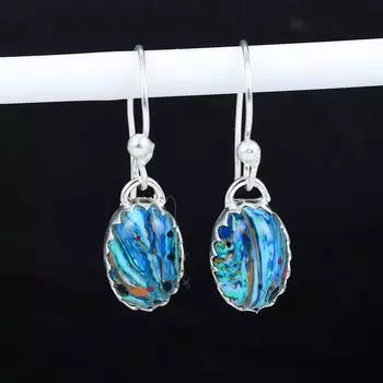 Серьги из натурального радуги с драгоценным камнем Calsillica из стерлингового серебра 925 пробы, серьги-подвески из серебра в стиле бохо, подарки для ватки, подарки для нее 2.16 синий