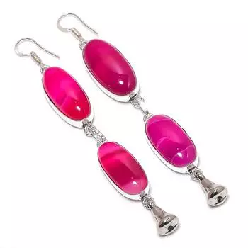 Серьги из натурального розового кружевного агата, драгоценный камень, стерлинговое серебро 925 пробы, 4,10 дюйма, J9H71