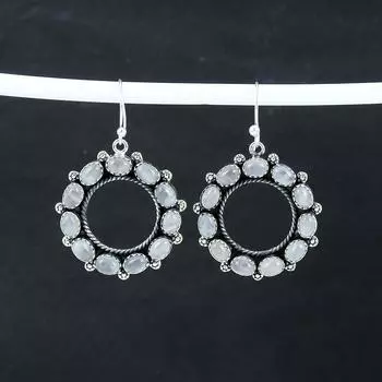 Серьги из натурального розового кварца, серьги из стерлингового серебра 925 пробы, серьги-подвески ручной работы в стиле бохо, подарок на День благодарения 2.36 розовый