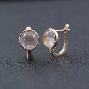 Серьги из натурального розового кварца, серебро 925 пробы, 8,0 мм, розовый драгоценный камень, изысканные украшения для женщин, серьги-гвоздики с застежкой для девочек S розовый