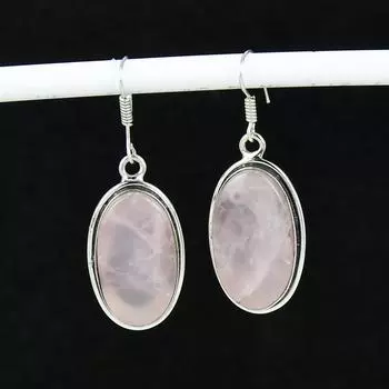 Серьги из натурального розового кварца, старинные серьги из стерлингового серебра 925 пробы, серьги-подвески из серебра в стиле бохо, подарки для вечеринок, подарки для нее 5.5 Cm розовый