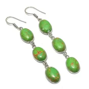 Серьги из натурального серебра 925 пробы с бирюзовым и медным оттенком 3,07 дюйма r2h33