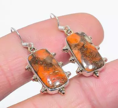 Серьги из натурального серебра 925 пробы с медно-бирюзовым оттенком, 1,50 дюйма, b6P51