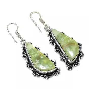 Серьги из натурального швейцарского зеленого опала из стерлингового серебра 925 пробы 2,05 дюйма u6b64