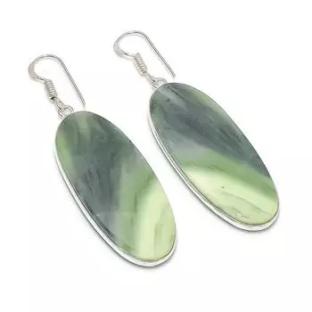 Серьги из натурального швейцарского зеленого опала из стерлингового серебра 925 пробы 2,44 дюйма L3p23