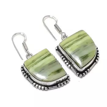 Серьги из натурального швейцарского зеленого опала из стерлингового серебра 925 пробы 1,77 дюйма l3r83