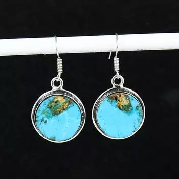Серьги из натурального синего морского осадка, старинные серьги из стерлингового серебра 925 пробы, серьги-подвески из серебра в стиле бохо, подарки для ваты, подарки для нее 5.5 Cm синий