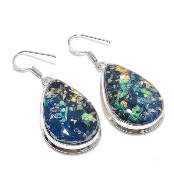 Серьги из натурального синего триплетного опала из стерлингового серебра 925 пробы 2,05 дюйма d2N21