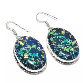 Серьги из натурального синего триплетного опала из стерлингового серебра 925 пробы 2,05 дюйма o9b78