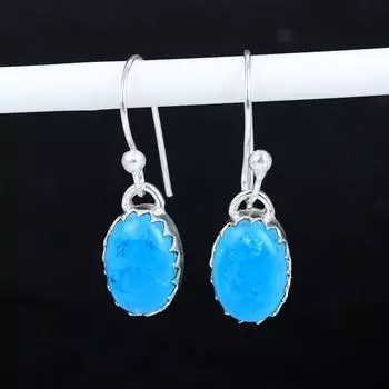 Серьги из натурального спящего бирюзового камня из стерлингового серебра 925 пробы, серьги-подвески из серебра в стиле бохо, подарки на день рождения, подарки для нее 2.16 синий