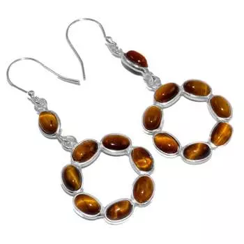 Серьги с драгоценными камнями «Тигровый глаз», твердые серьги из стерлингового серебра 925 пробы, серьги ручной работы, ювелирные изделия, подарок для женщин и девочек, E-1678 жёлтый