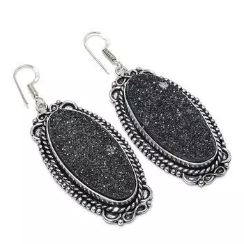 Серьги из натурального титанового друзы из стерлингового серебра 925 пробы 2,68 дюйма B6e12