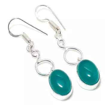 Серьги из натурального зеленого оникса ручной работы из стерлингового серебра 925 пробы 0,79 дюйма O3Z68