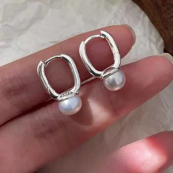 Серьги из натурального жемчуга из стерлингового серебра 925 пробы, необычный дизайн, серьги-клипсы, изысканные модные серьги в стиле минимализма 925