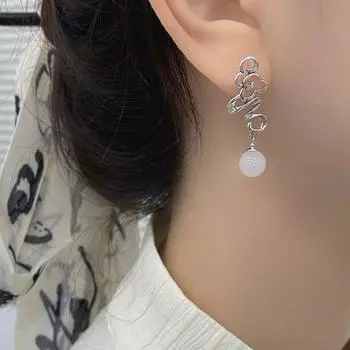 Серьги из нефрита «Запретный город Сянъюнь Хэтянь» в стиле антиквариата Серьги в стиле ретро Литературные серьги в подарок