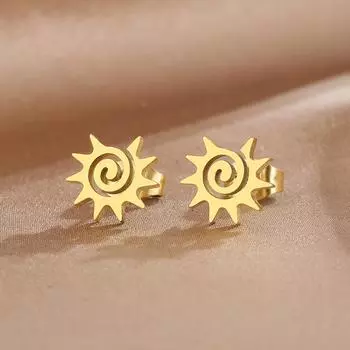 Серьги из нержавеющей стали, аниме, спираль, солнце, дизайн, гот, хип-хоп, тренд, изысканные модные серьги-гвоздики для женщин, ювелирные изделия, вечерние, мужской подарок
