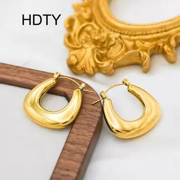 Серьги из нержавеющей стали Cold Temperament, легкие, роскошные, премиум, 18-каратное золото, геометрические, U-образные, глянцевые, с пряжками золотой