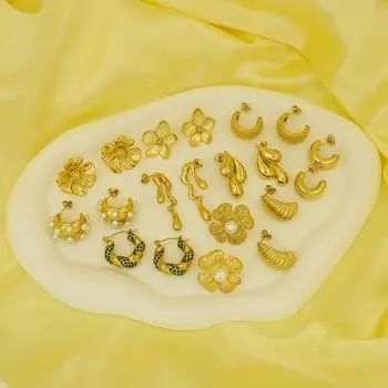 Серьги из нержавеющей стали, европейские и американские ювелирные изделия, серьги-гвоздики из 18-каратного золота, гальванизированные универсальные украшения для ушей