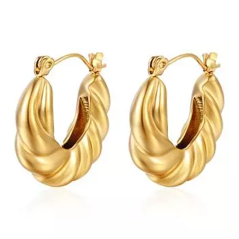 Серьги из нержавеющей стали, модные, легкие, роскошные, женские, титановые, стальные, высококачественные серьги, покрытые 18-каратным покрытием Twist Twist