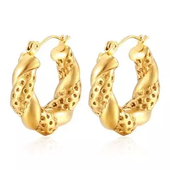 Серьги из нержавеющей стали, модные женские серьги в стиле ретро из 18-каратного золота и титановой стали, персонализированные преувеличенные серьги