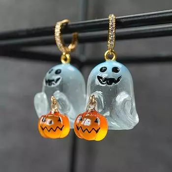 Серьги из нержавеющей стали на Хэллоуин, серьги-призраки в виде тыквы, женские модные украшения для ушей для женщин A1