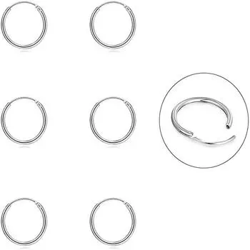 Серьги из нержавеющей стали, персонализированные повседневные универсальные круглые серьги из проволоки 10 серебряный