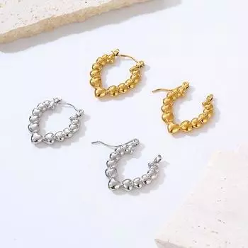 Серьги из нержавеющей стали с бусинами давления масла Love High Sense Light Luxury Trend 18K