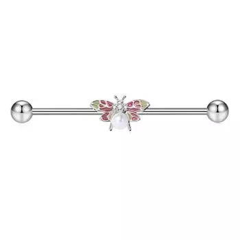 Серьги из нержавеющей стали с цирконом в виде бабочки: Украшения для пирсинга луны и длинного стержня