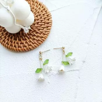 Серьги из нержавеющей стали с имитацией жемчуга «Ландыш» простого серебряного цвета для женщин и девочек