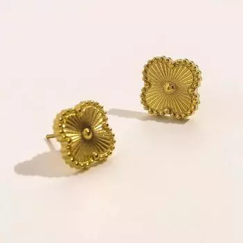 Серьги из нержавеющей стали с клевером, серьги премиум-класса без потери цвета, женские серьги Hundred золотой