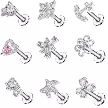 Серьги из нержавеющей стали с микроинкрустацией вермикулитом, ювелирные изделия в виде персикового сердца, серьги для губ, ногтей