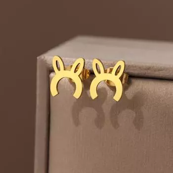 Серьги из нержавеющей стали с милым кроликом и животным узором, компактные и нежные серьги-гвоздики для женщин, ювелирные изделия, подарок другу на день рождения, новинка