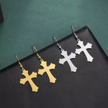 Серьги из нержавеющей стали с подвеской в виде полого креста, женская мода, ультранатуральный талисман, подарок на день рождения, ювелирный подарок