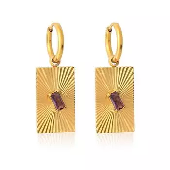 Серьги из нержавеющей стали с позолотой в стиле ретро с геометрической формой для женщин, инкрустированные цветным цирконием, высококачественные полосатые серьги