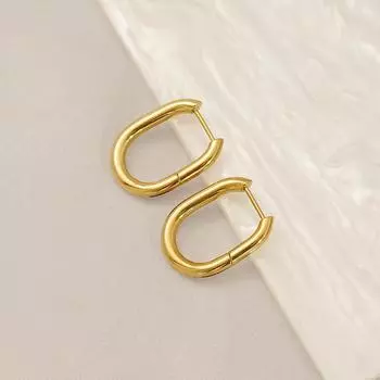 Серьги из нержавеющей стали с позолотой, простые геометрические формы. Серьги из титановой стали в стиле «холодный тренд». Гипоаллергенные. золотой