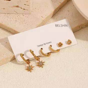 Серьги из нержавеющей стали с простыми геометрическими формами, инкрустированные бриллиантами, женские модные темпераментные кольца, серьги из 18-каратного золота с сохранением цвета из титановой стали