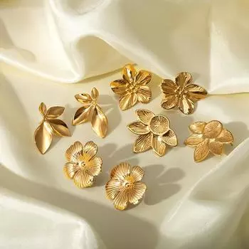 Серьги из нержавеющей стали с шестиугольной звездой и цветком в стиле INS в европейском и американском стиле из 18-каратного золота