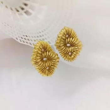 Серьги из нержавеющей стали с текстурированной лавой, изысканные, ретро, легкие, роскошные, высокого класса, женские серьги-гвоздики 18K золотой