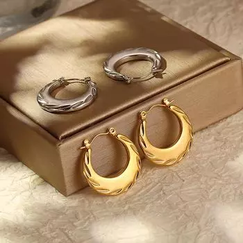 Серьги из нержавеющей стали с узором в виде рога Simple Trend для женщин 18K, не выцветающие серьги