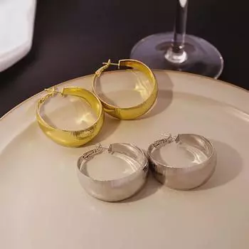 Серьги из нержавеющей стали с золотым покрытием 18 карат: Европейская и американская тенденция роскоши для женщин