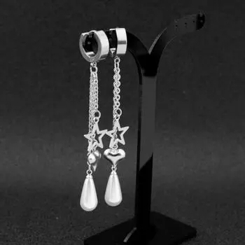 Серьги из нержавеющей стали, ювелирные изделия, серьги с кисточками в виде звездочек, клипсы для ушей для женщин, титановая сталь, жемчужные серьги с каплями воды
