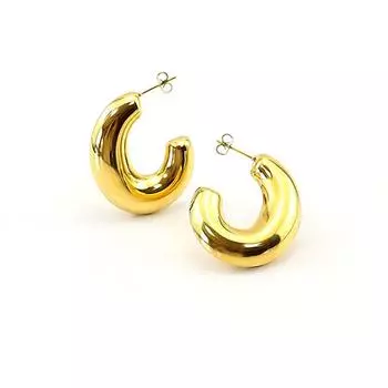 Серьги из нержавеющей стали в форме буквы С с глянцевым блеском — популярные, простые и объемные, серьги из титановой стали во французском стиле