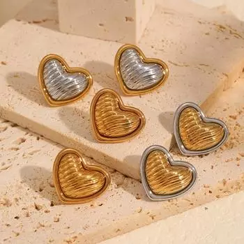 Серьги из нержавеющей стали в стиле ретро Shuangpin Love, модные, универсальные, премиум-темпераментные, титановые, стальные серьги-гвоздики Love