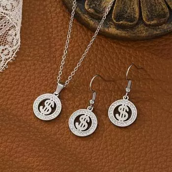 Серьги из нержавеющей стали в виде монет HKD и USD с камнями CZ, ювелирные изделия в виде валюты для женщин, смелый дизайн в уличном стиле