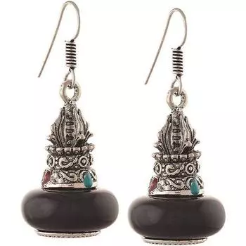 Серьги из окисленного немецкого серебра с тибетскими драгоценными камнями в стиле бохо для женщин и девочек