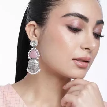 Серьги из оксидированного серебра, ювелирные изделия из серебряного жемчуга, серьги ручной работы, женские модные серьги M розовый