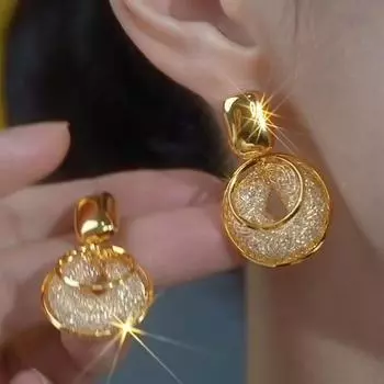 Серьги из переплетенной золотой проволоки - нишевый дизайн, элитная ретро-роскошь, универсальные для женщин Set золотой